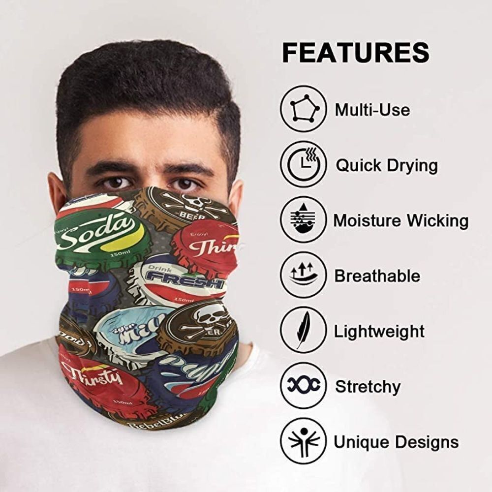 Retro Bottle Cap Design Neck Gaiter - Picture 3 of 9